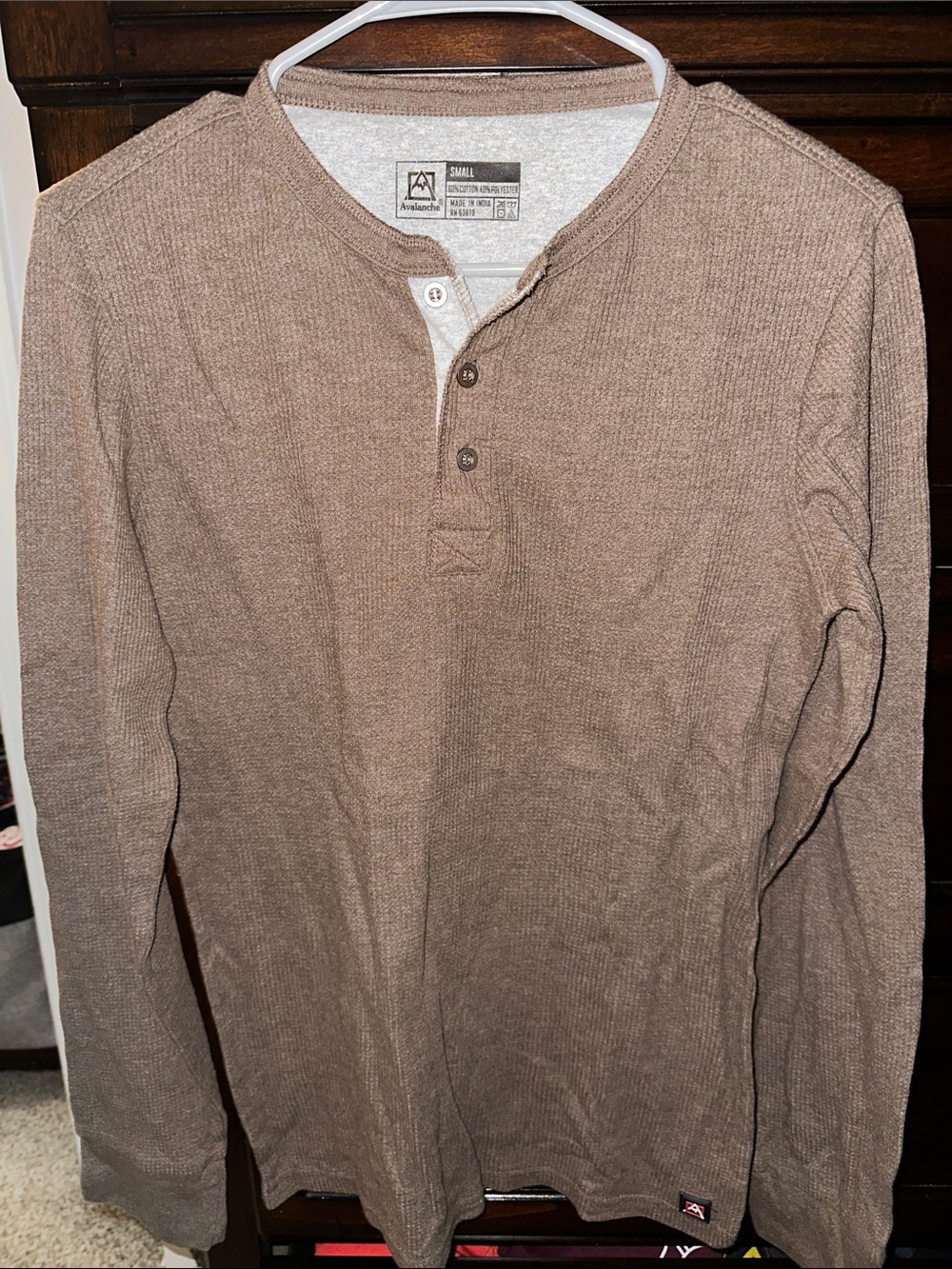 Avalanche Men's Long-Sleeve Henley in Brown